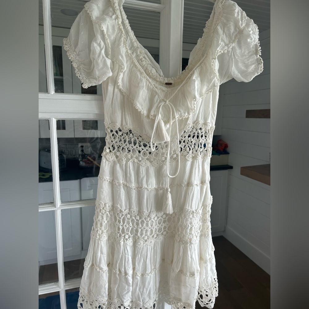 Free People White Short Sleeve Dress